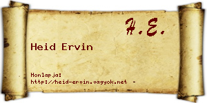 Heid Ervin névjegykártya